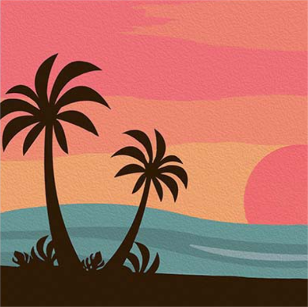 Mini tropical abstracte zonsondergang