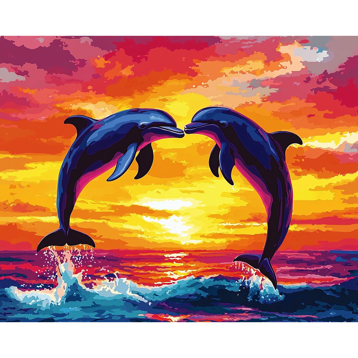 Sunset Dolphin Kiss