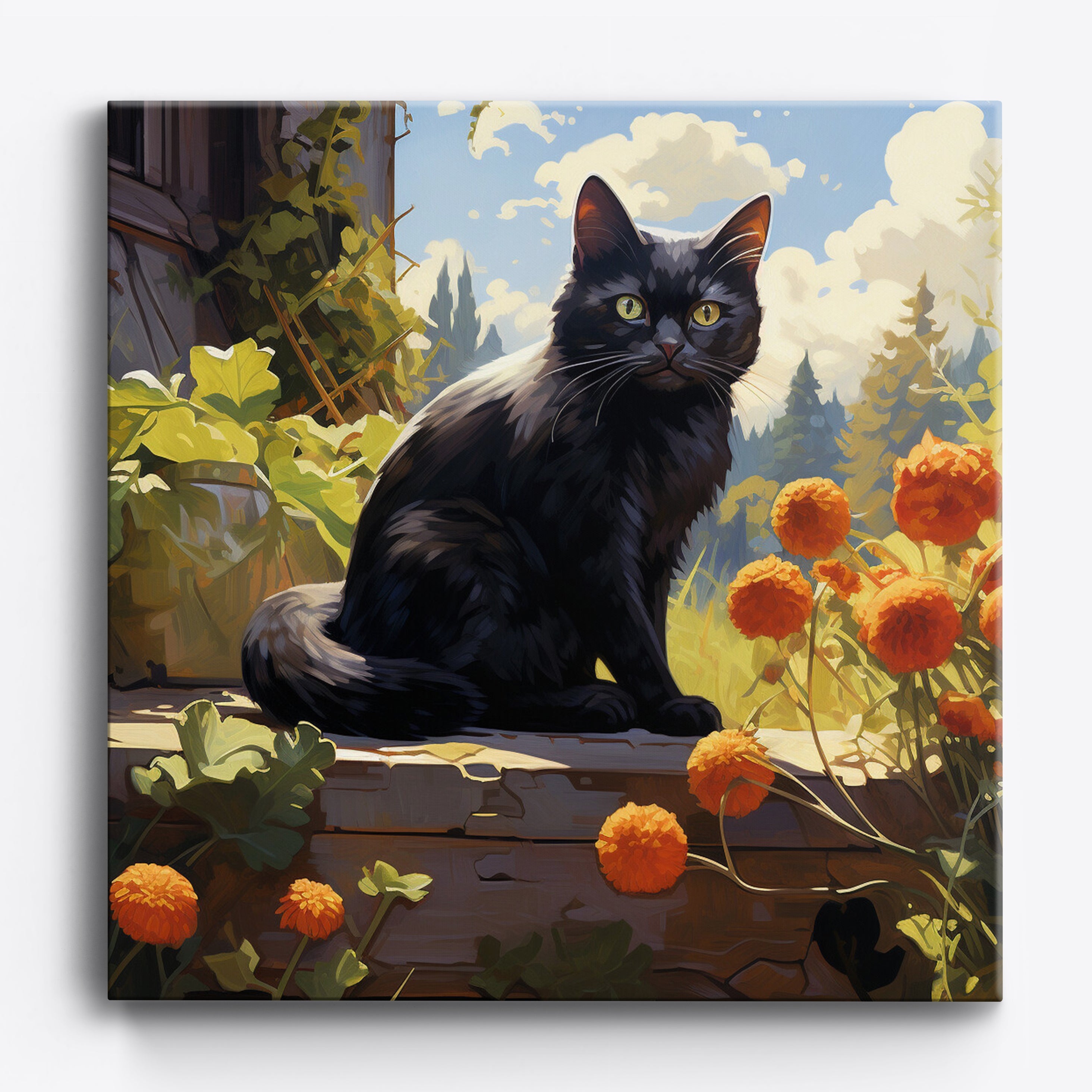 Chat parmi les fleurs