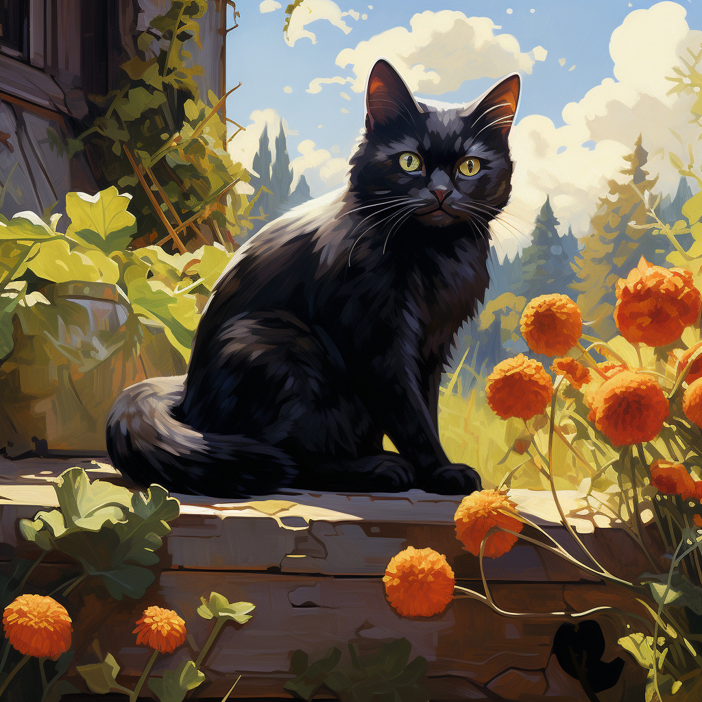 Chat parmi les fleurs