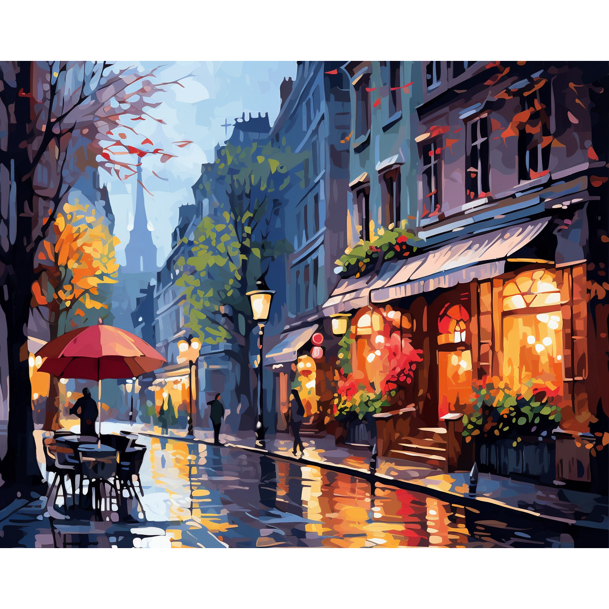 Rainy Street in Gouache